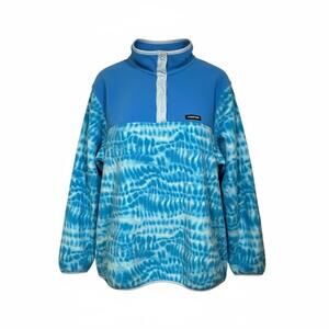 Lands' End Women's Blue Tie-Dye Fleece Pullover Jacket Size 3X